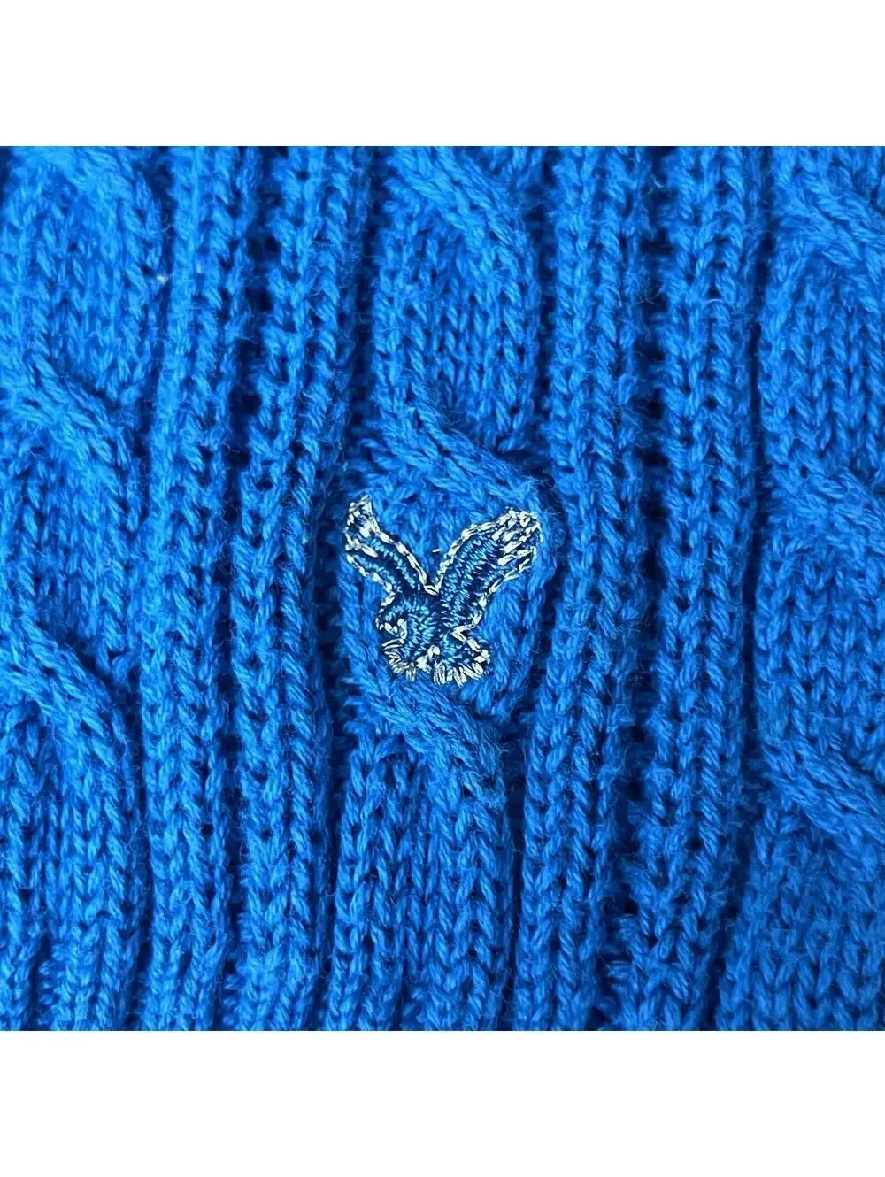 American Eagle Blue Cable Knit Sweater Women’s XS V Neck Fisherman Y2K Preppy